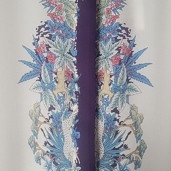 NWT Jeunesse XS Retro Printed Silk Button Front Top Blouse Modest Long Sleeve - Picture 7 of 16